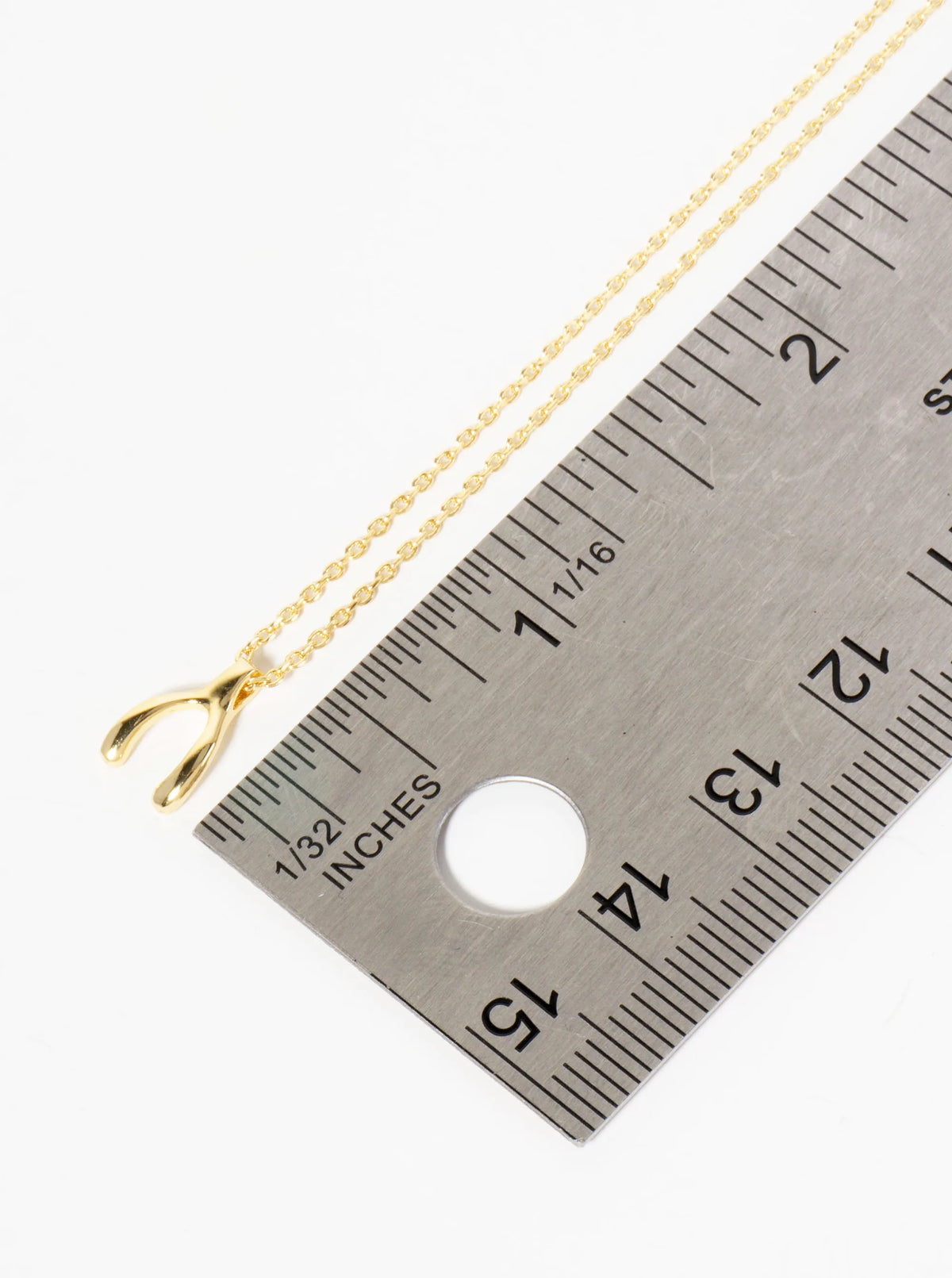 Spiritual-theme 18K-Gold-Dipped Polished 11mm Wishbone Pendant Necklace
