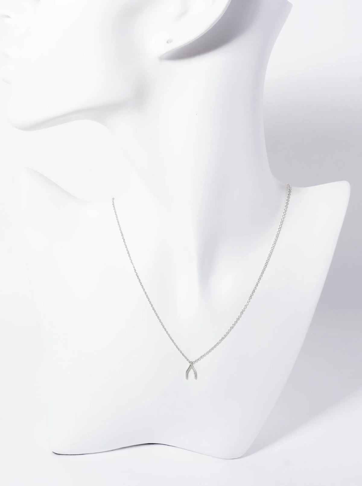 Spiritual-theme 18K-Gold-Dipped Polished 9mm Wishbone Pendant Necklace