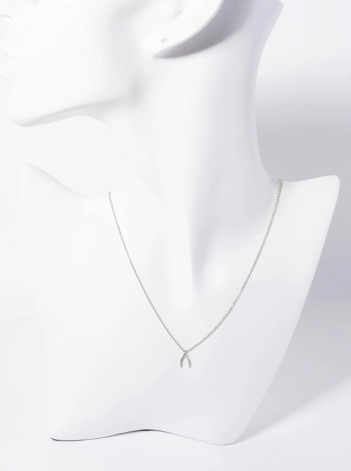 Spiritual-theme 18K-Gold-Dipped Polished 9mm Wishbone Pendant Necklace