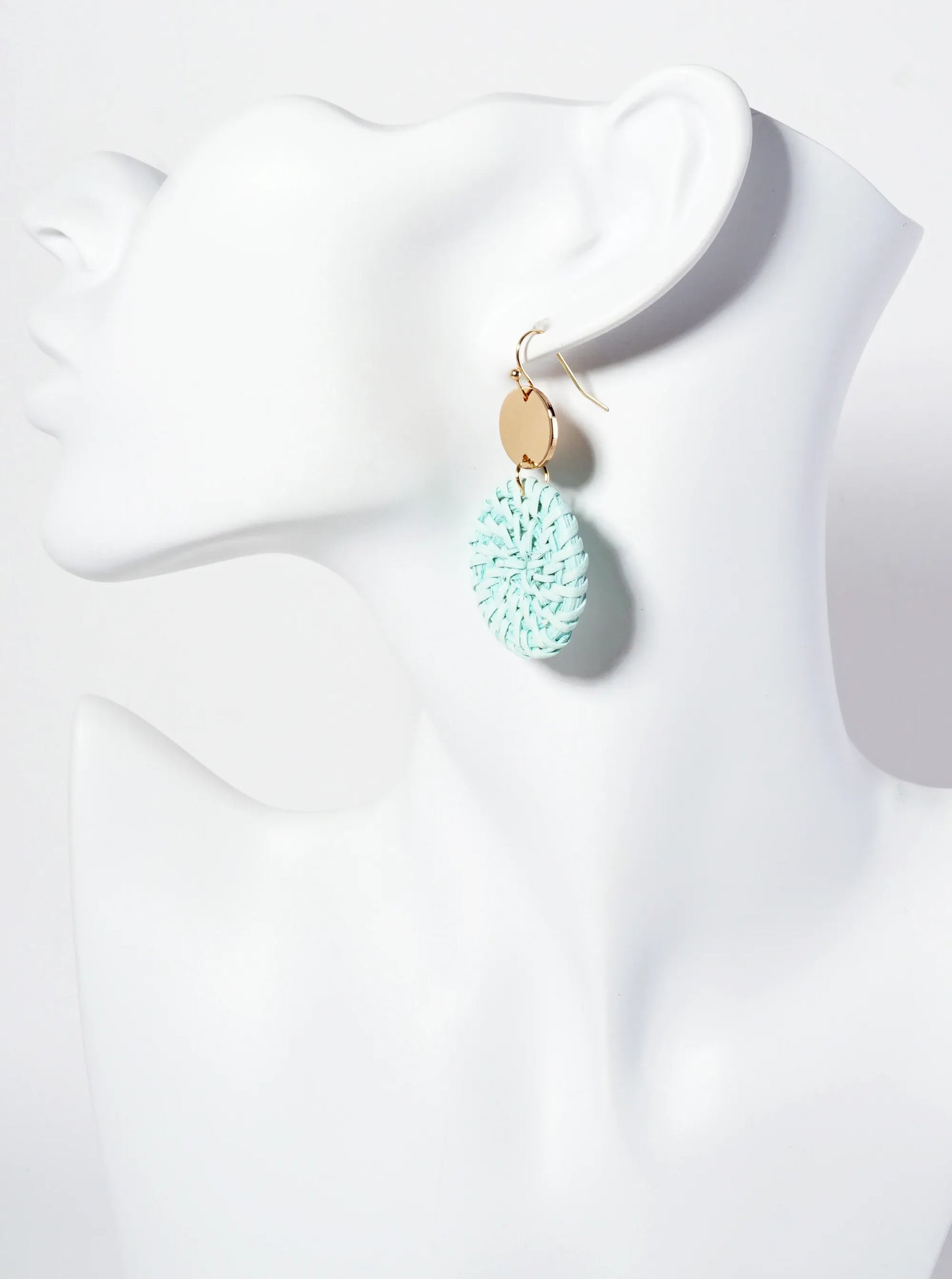 Spring-Colored Dyed Rattan Circle Drop Earrings