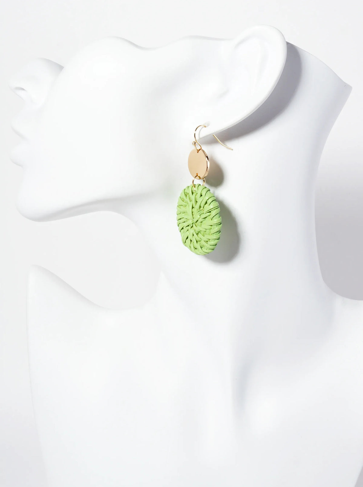 Spring-Colored Dyed Rattan Circle Drop Earrings
