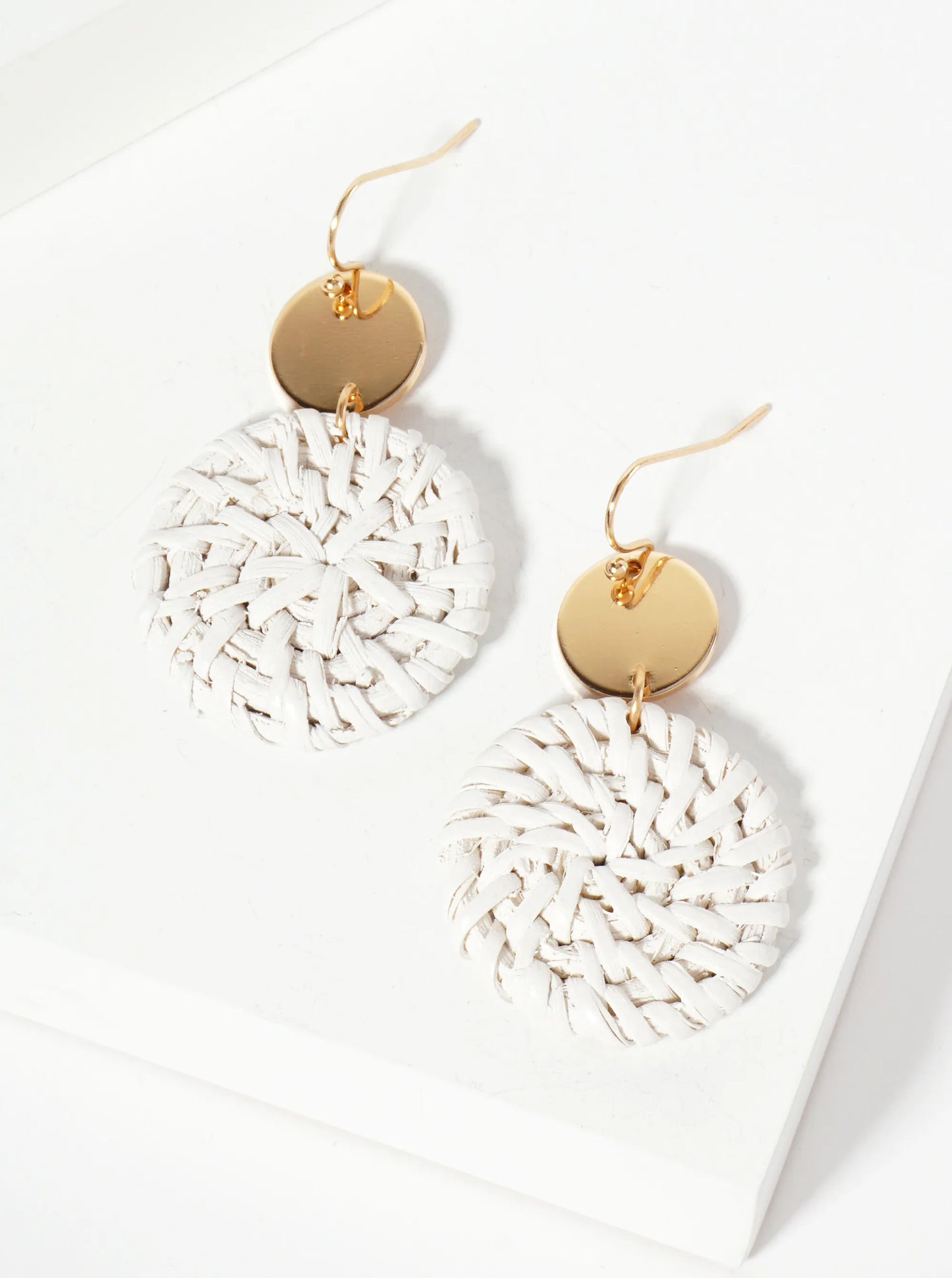 Spring-Colored Dyed Rattan Circle Drop Earrings