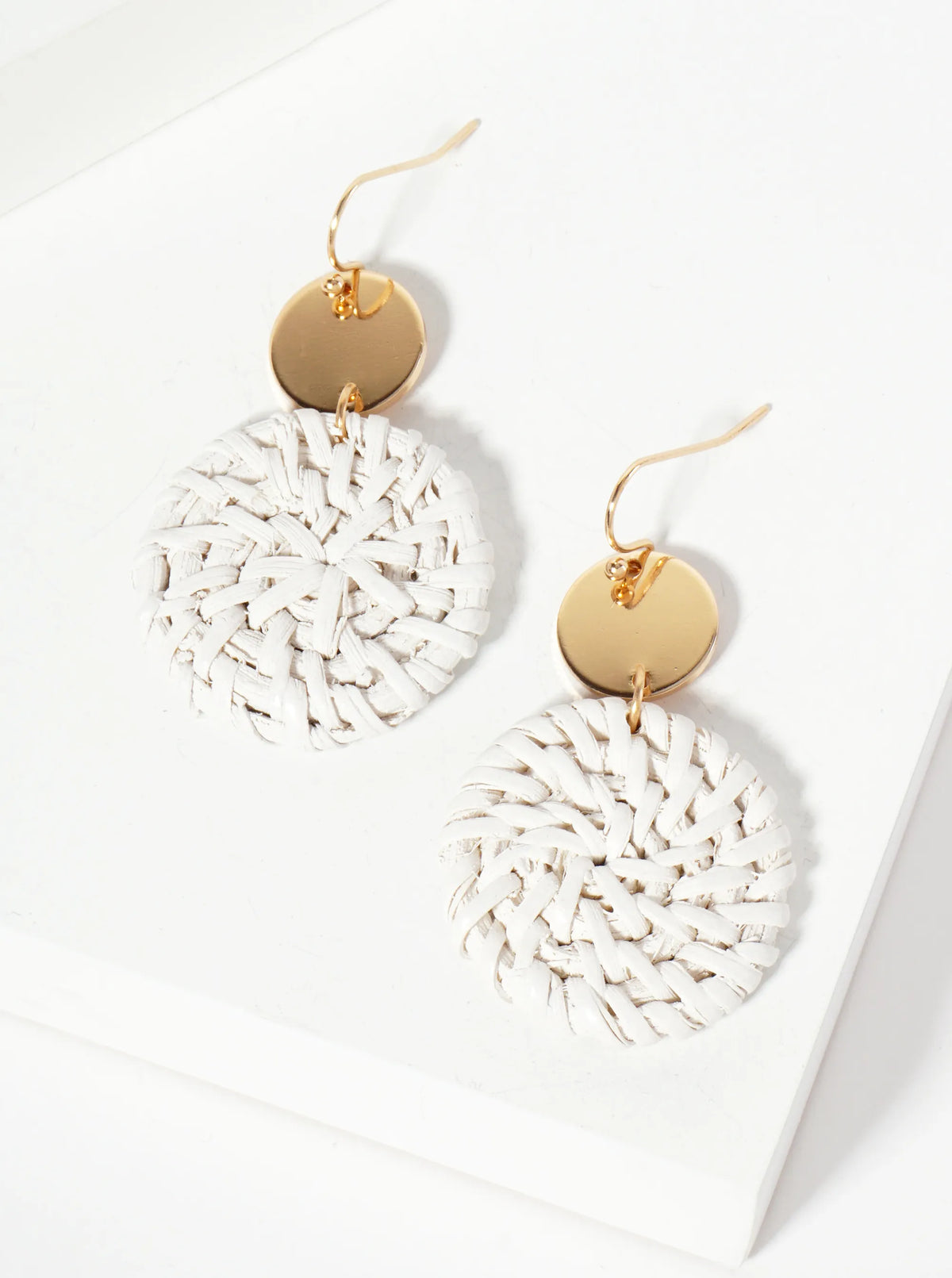 Spring-Colored Dyed Rattan Circle Drop Earrings