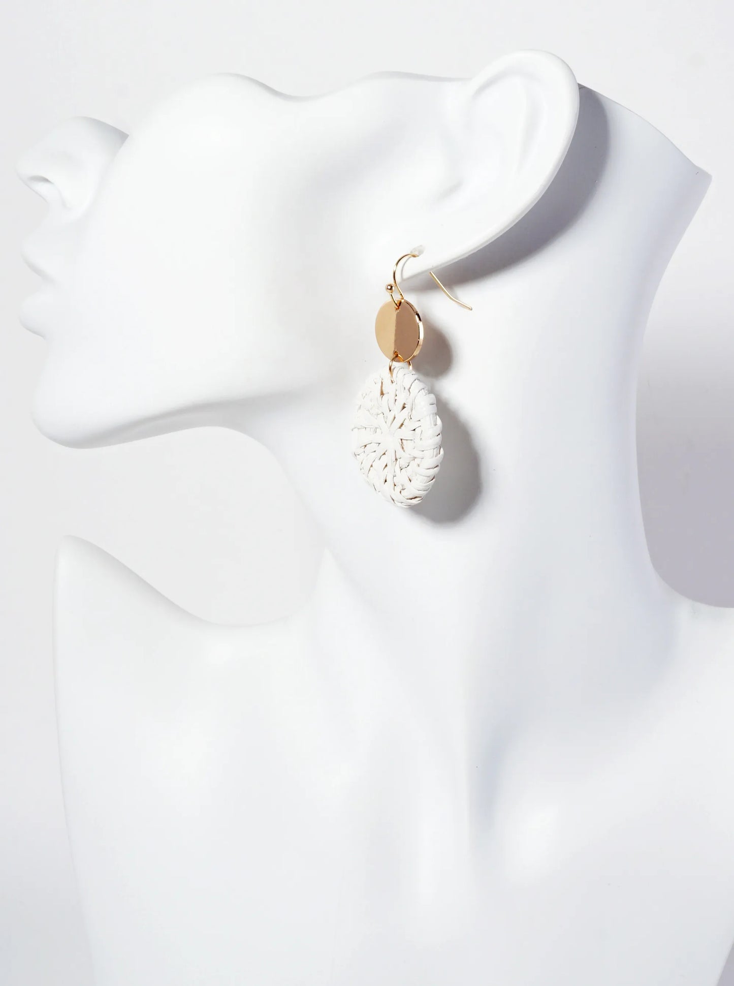 Spring-Colored Dyed Rattan Circle Drop Earrings