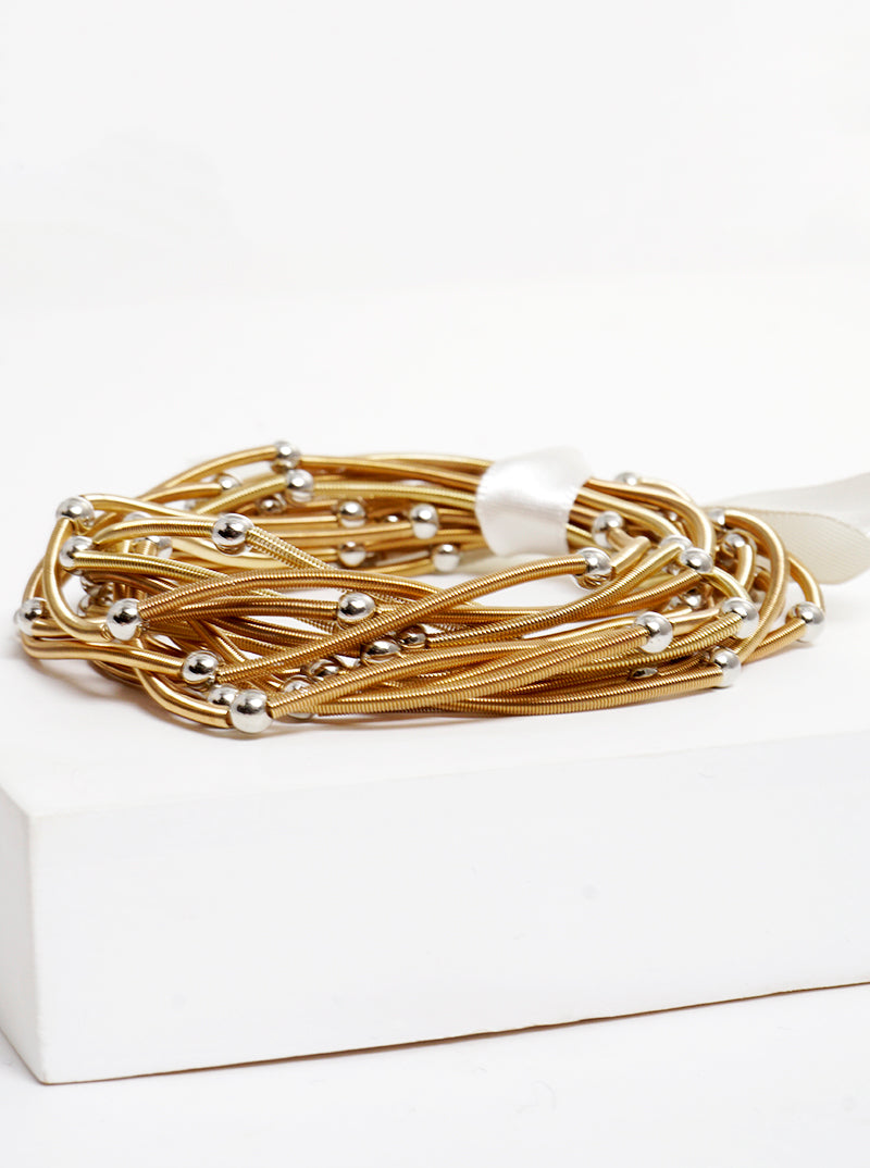Spring Wire With Ball Bead Multi Layer Stretch Stackable Bracelet
