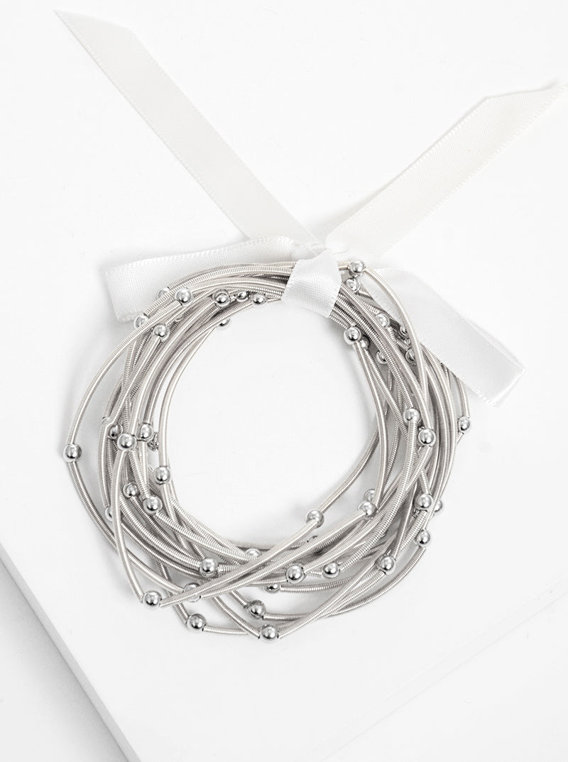 Spring Wire With Ball Bead Multi Layer Stretch Stackable Bracelet