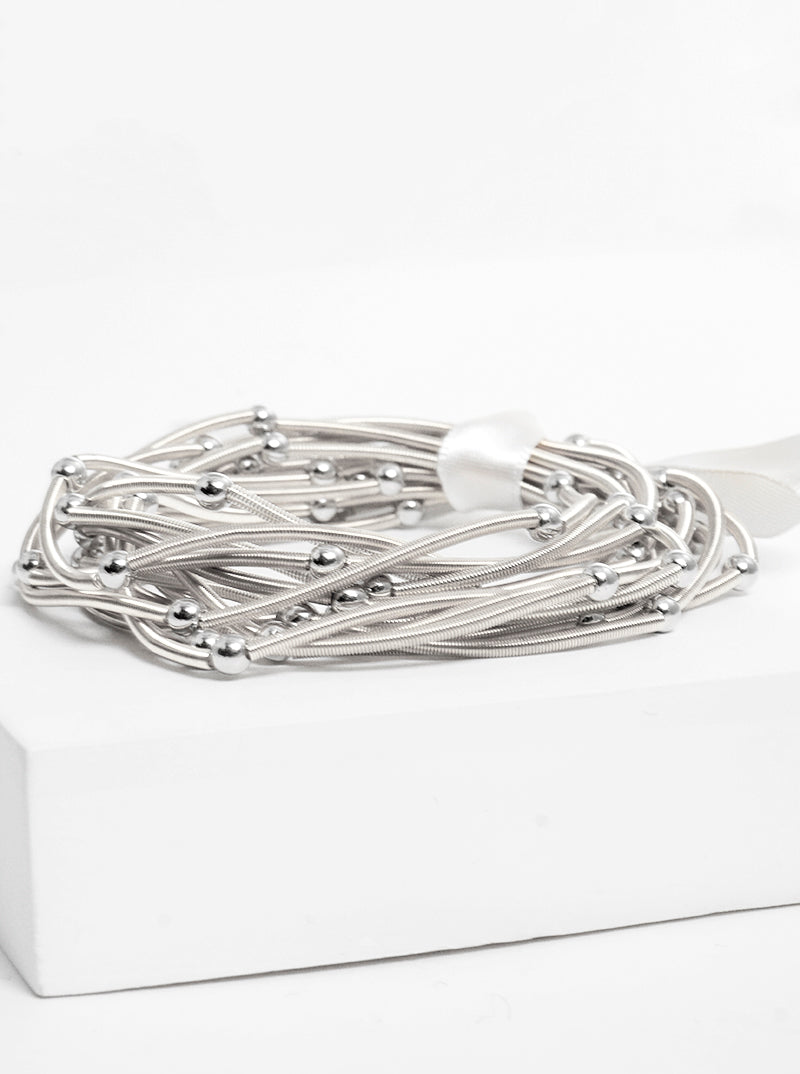 Spring Wire With Ball Bead Multi Layer Stretch Stackable Bracelet