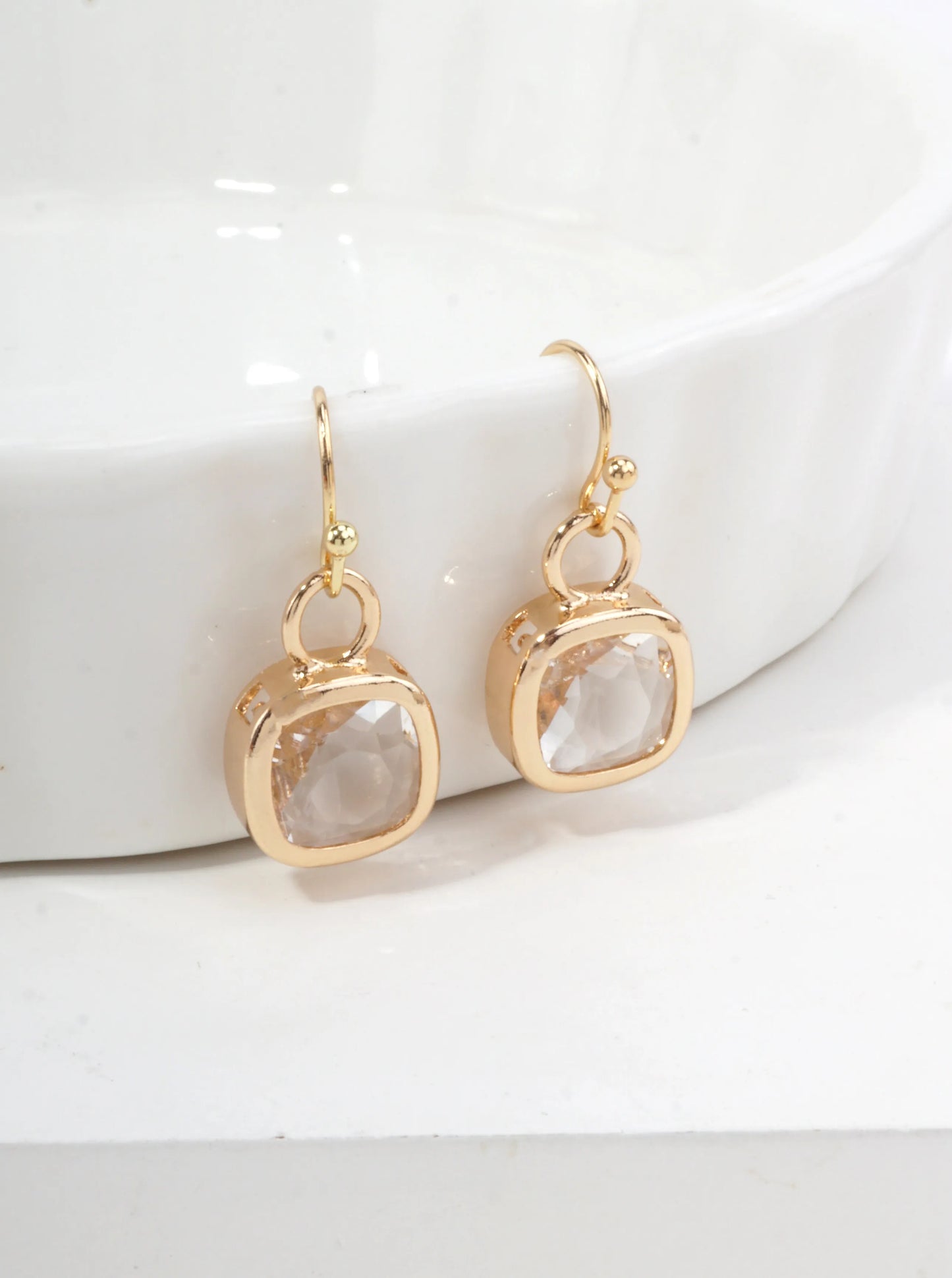 Square Crystal Dangle Earrings