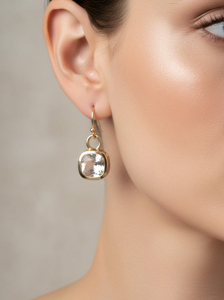 Square Crystal Dangle Earrings
