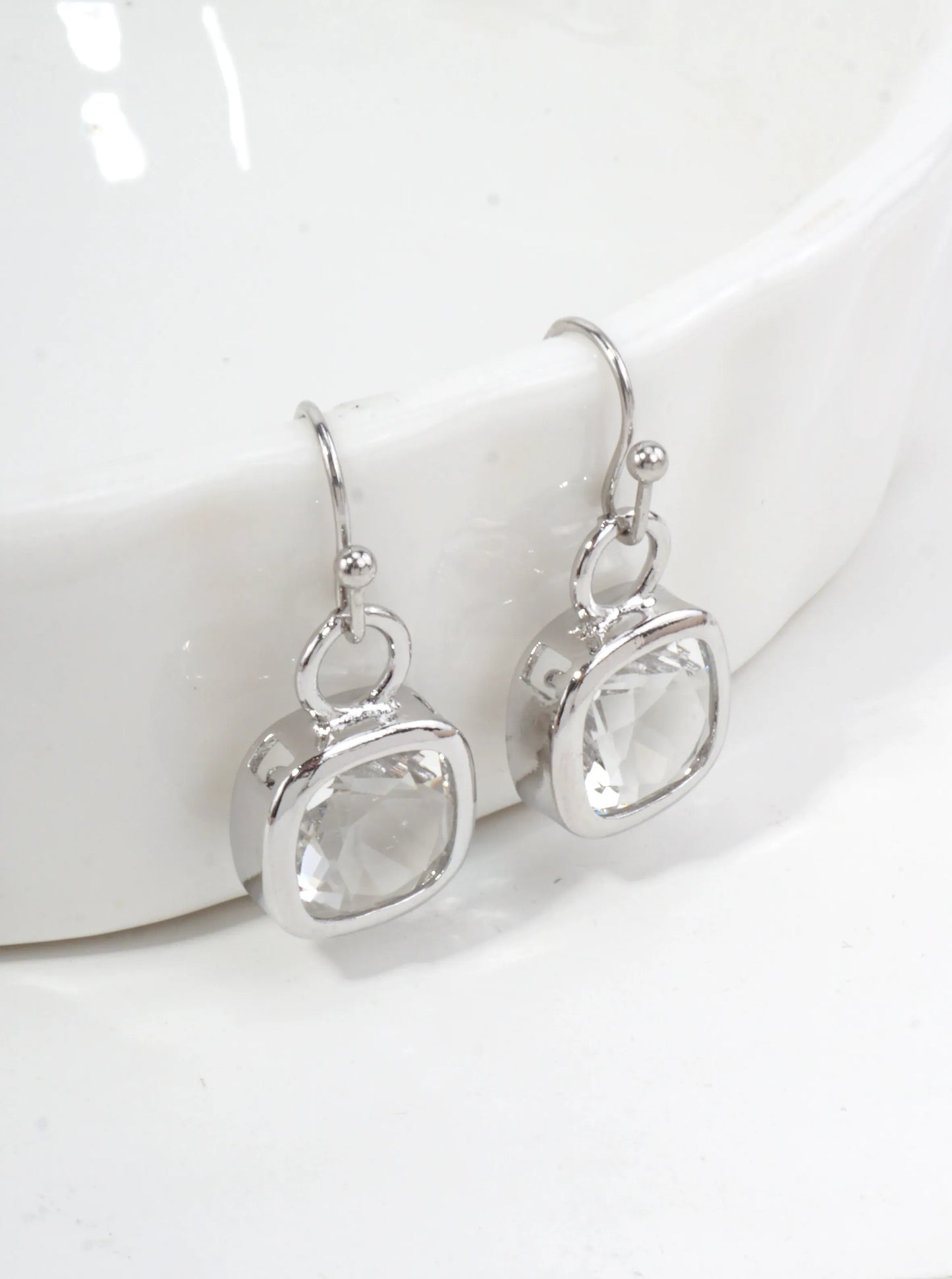 Square Crystal Dangle Earrings