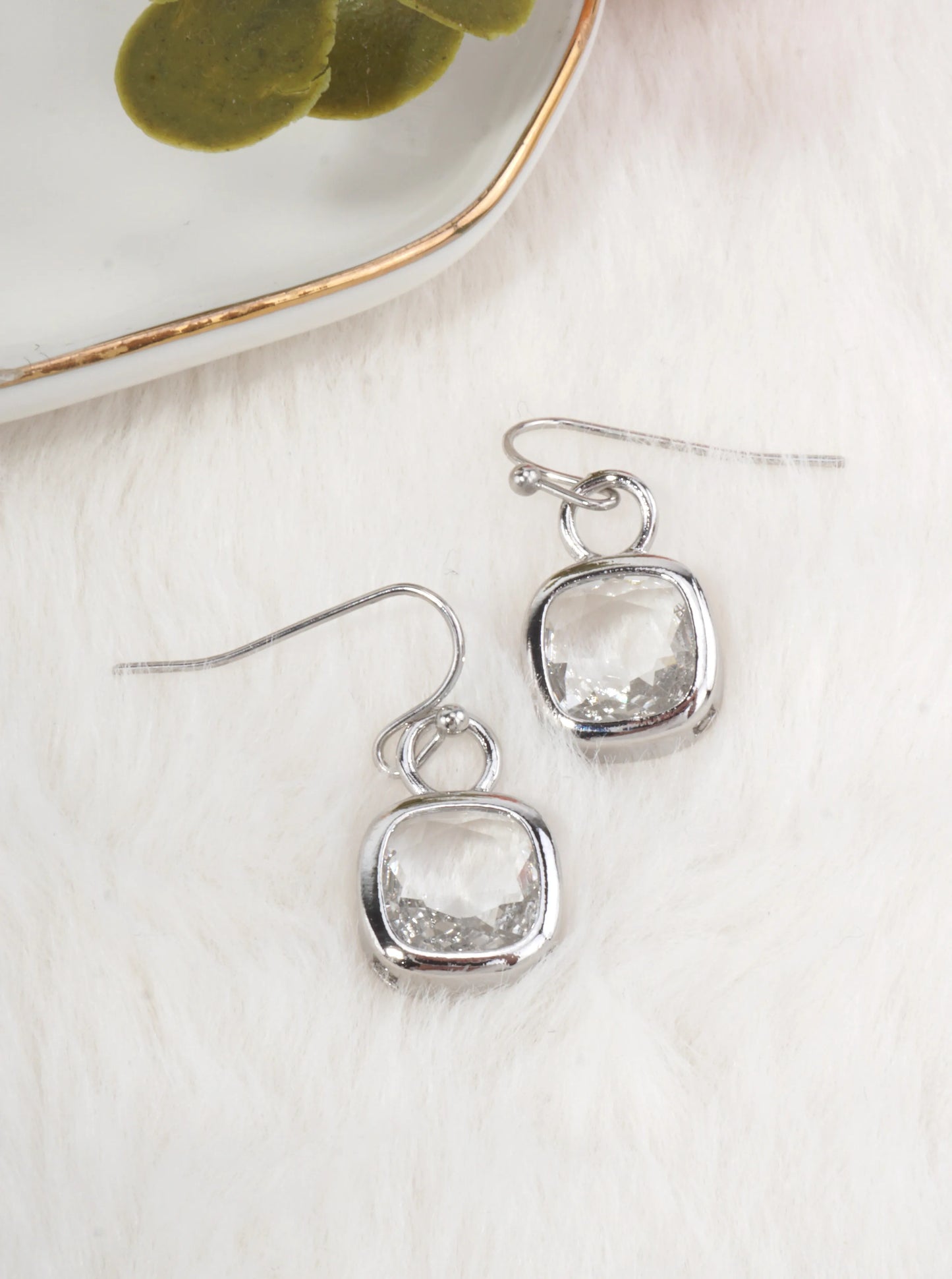 Square Crystal Dangle Earrings