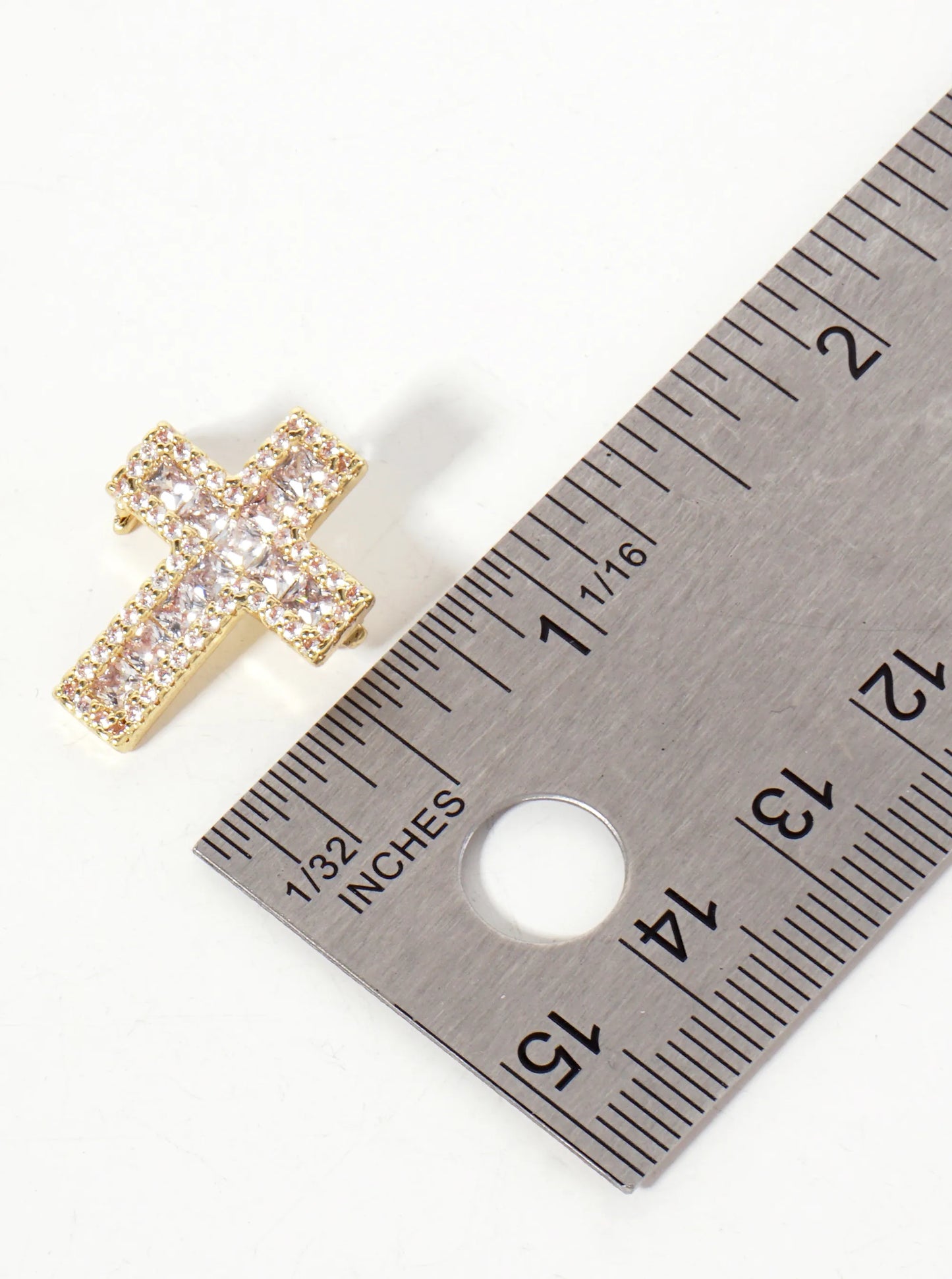 Square Cubic-Zirconia Stones Pave-Set 16mm 18K-Gold-Dipped Brooch
