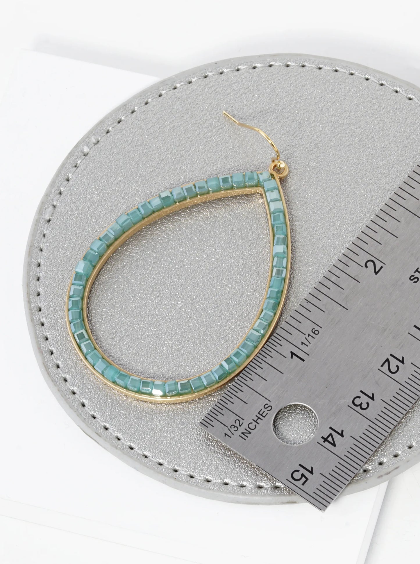 Square Glass Beaded Teardrop Dangle Earrings