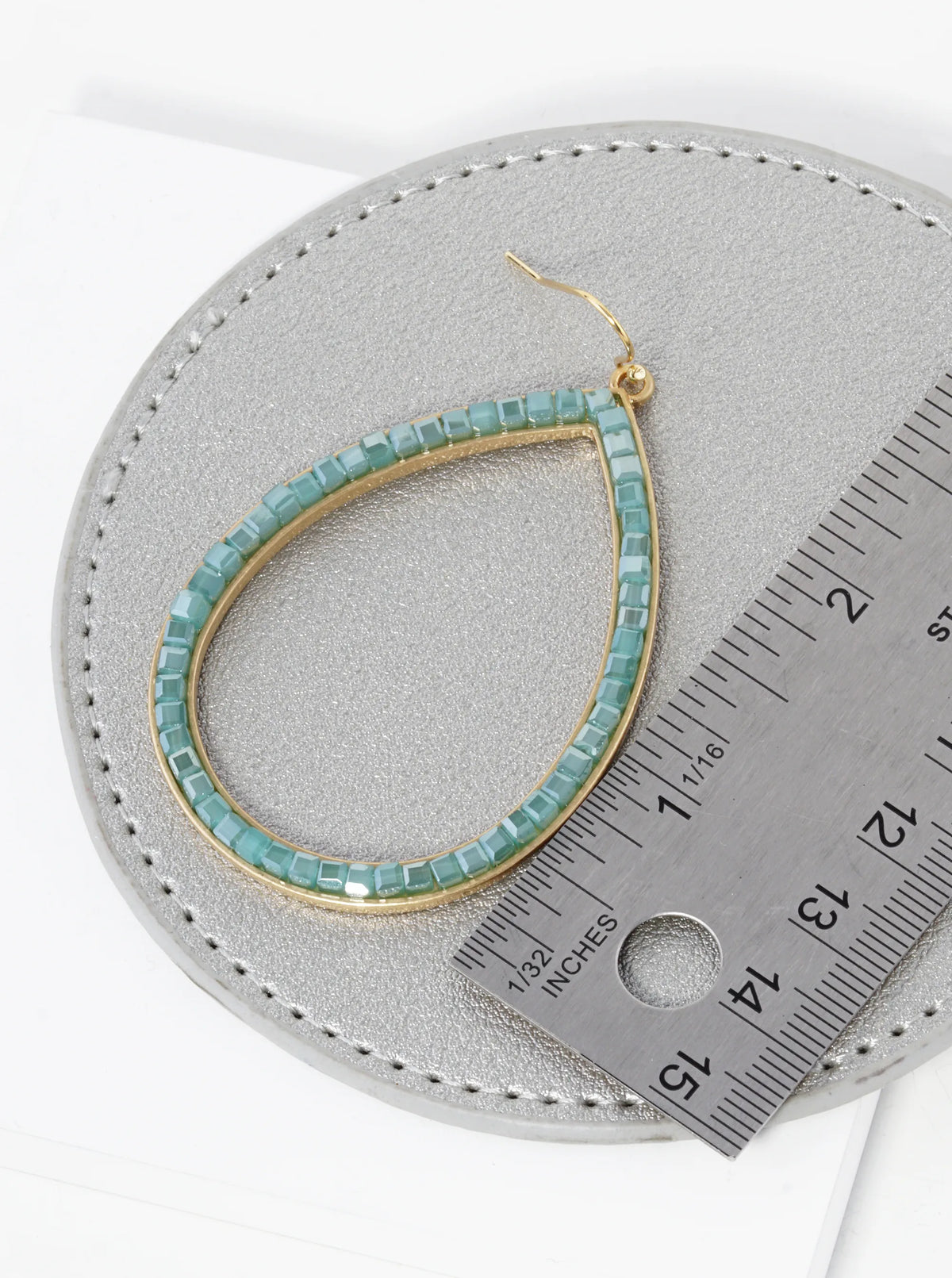 Square Glass Beaded Teardrop Dangle Earrings