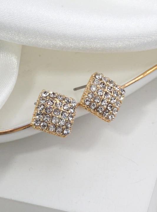 Square Pave Crystal Stud Earrings