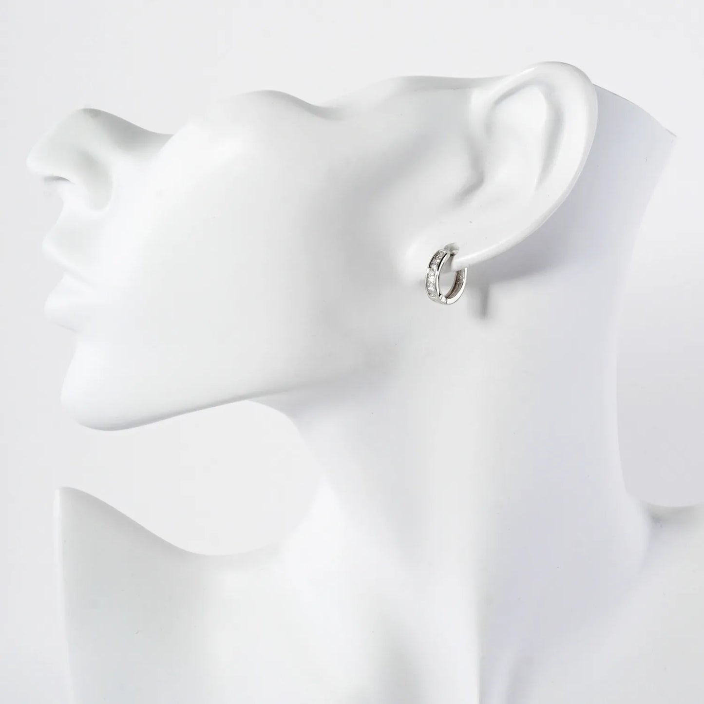 Square Pave-Set Cubic-Zirconia 10mm Gold-Dipped Brass Minimalist Huggie Hoop Earrings