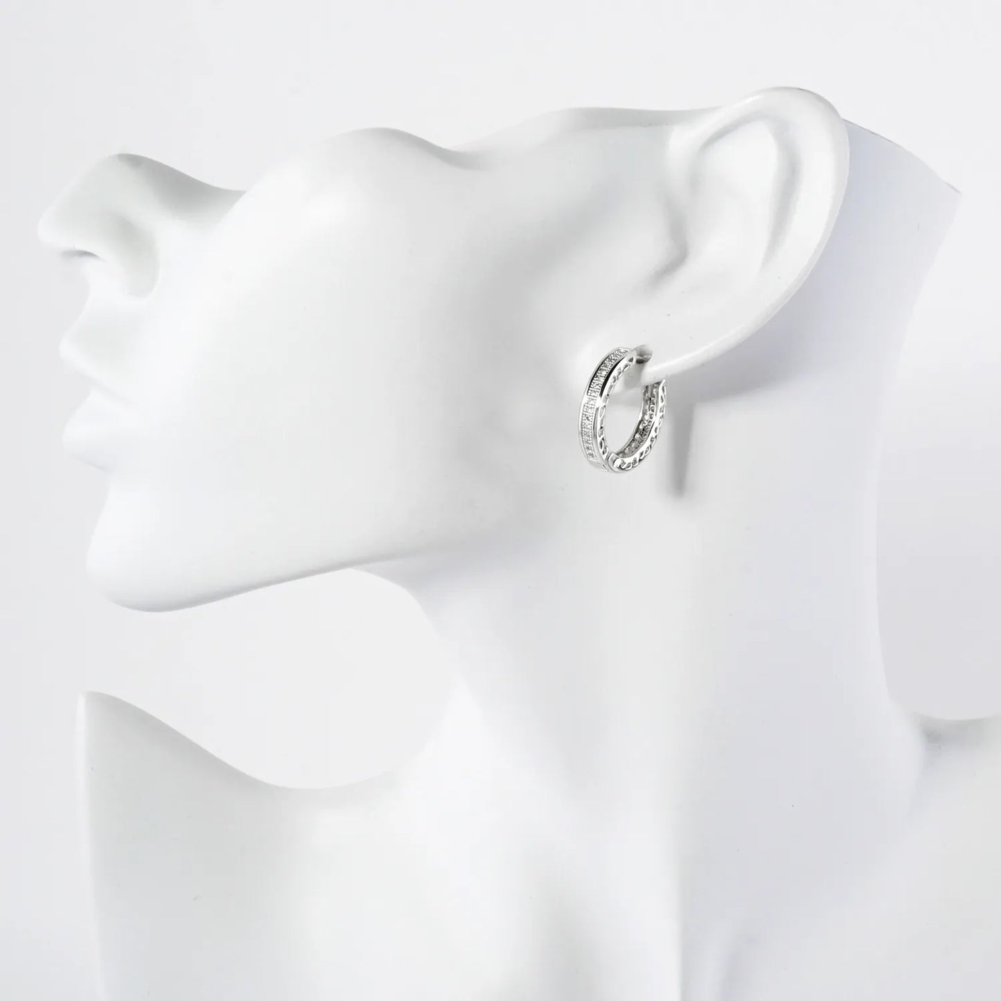 Square Pave-Set Cubic-Zirconia 20mm Gold-Dipped Brass Hinged Hoop Earrings