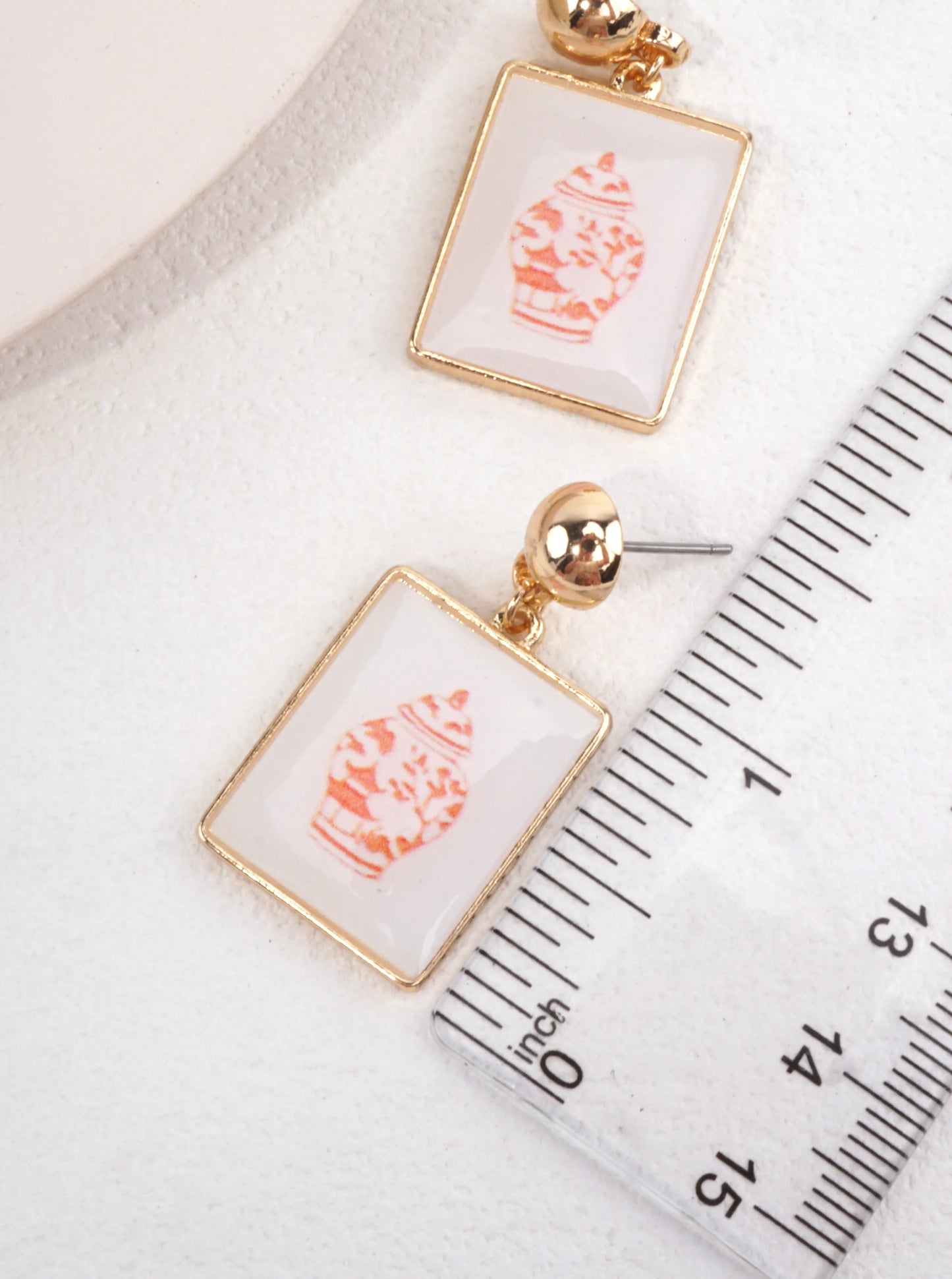 Square Porcelain Inspired Dangle Earrings