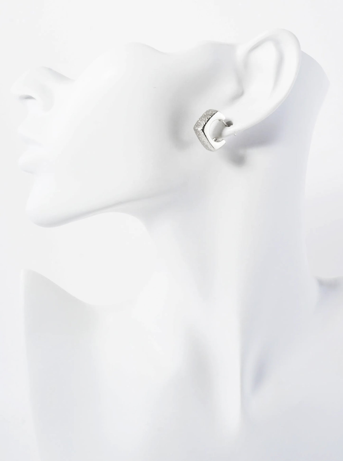 Square-Shaped 13mm 14K-Gold-Dipped Textured Brass Open Huggie Hoop Earrings