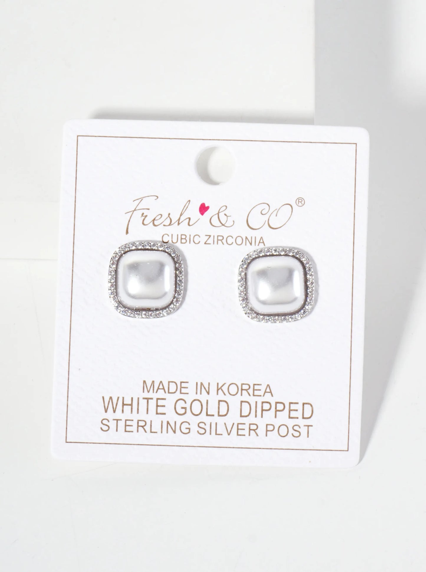 Square-Shaped Pearl With Pave-Set Cubic-Zirconia Accents 18K-Gold-Dipped Stud Earrings