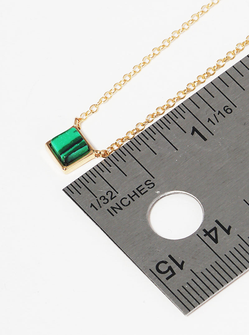 Square Shaped Semi-precious Natural Stone Pendant Necklace