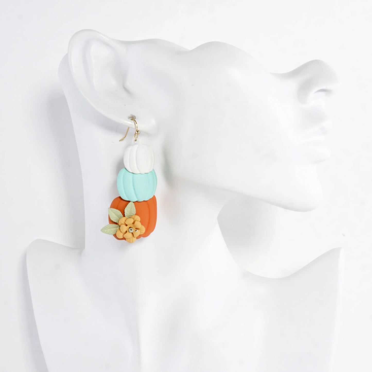 Stacked Pumpkins Enamel Flower Drop Earrings