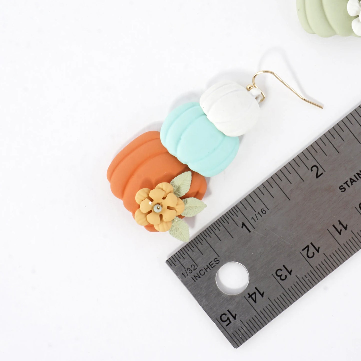 Stacked Pumpkins Enamel Flower Drop Earrings