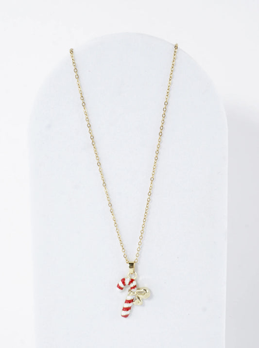 Stainless Steel Candy Cane Pendant Necklace