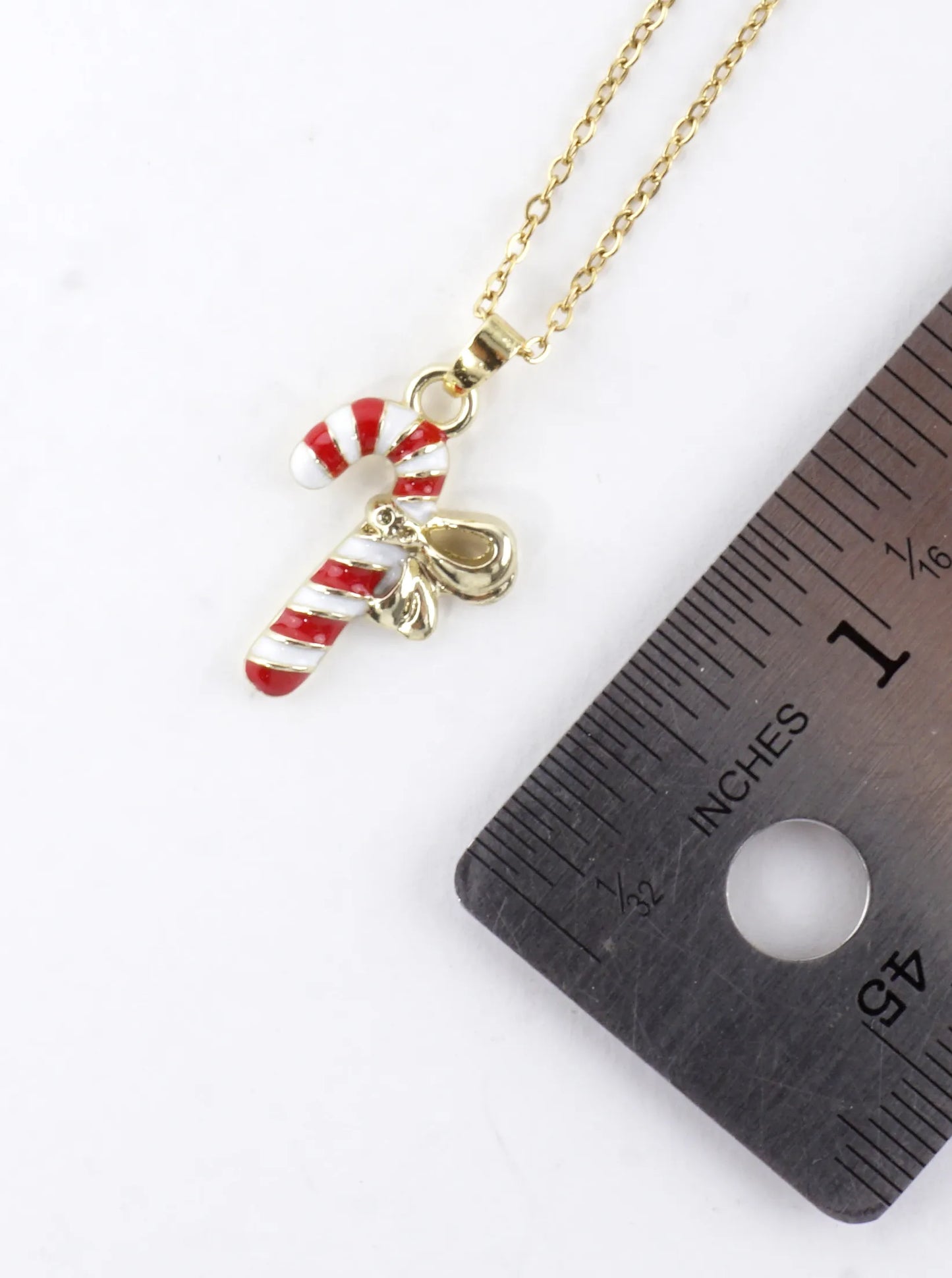 Stainless Steel Candy Cane Pendant Necklace