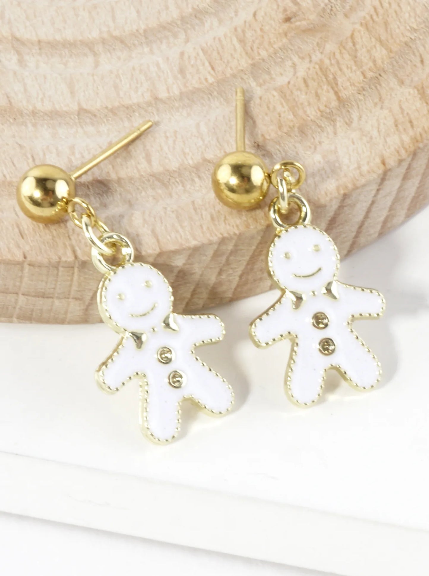 Stainless Steel Christmas Gingerbread Man Earrings