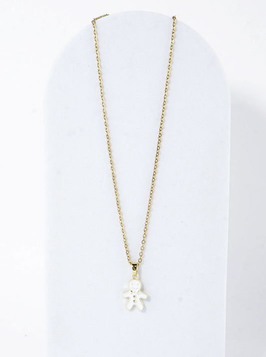 Stainless Steel Christmas Gingerbread Man Necklace