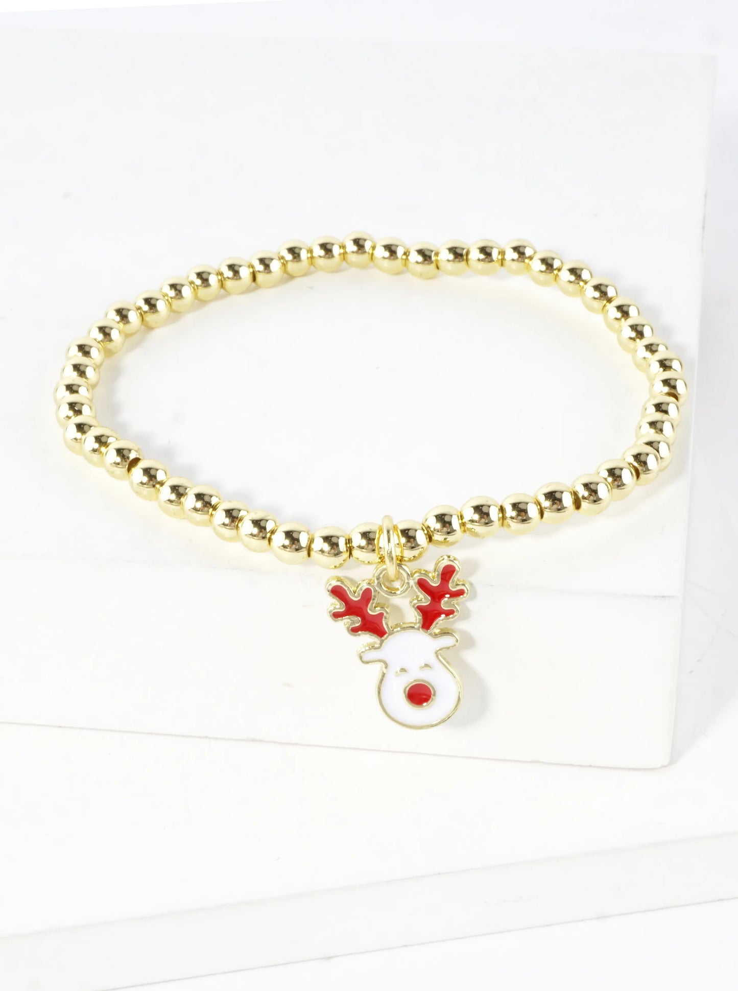 Stainless Steel Christmas Rudolph Charm Bracelet