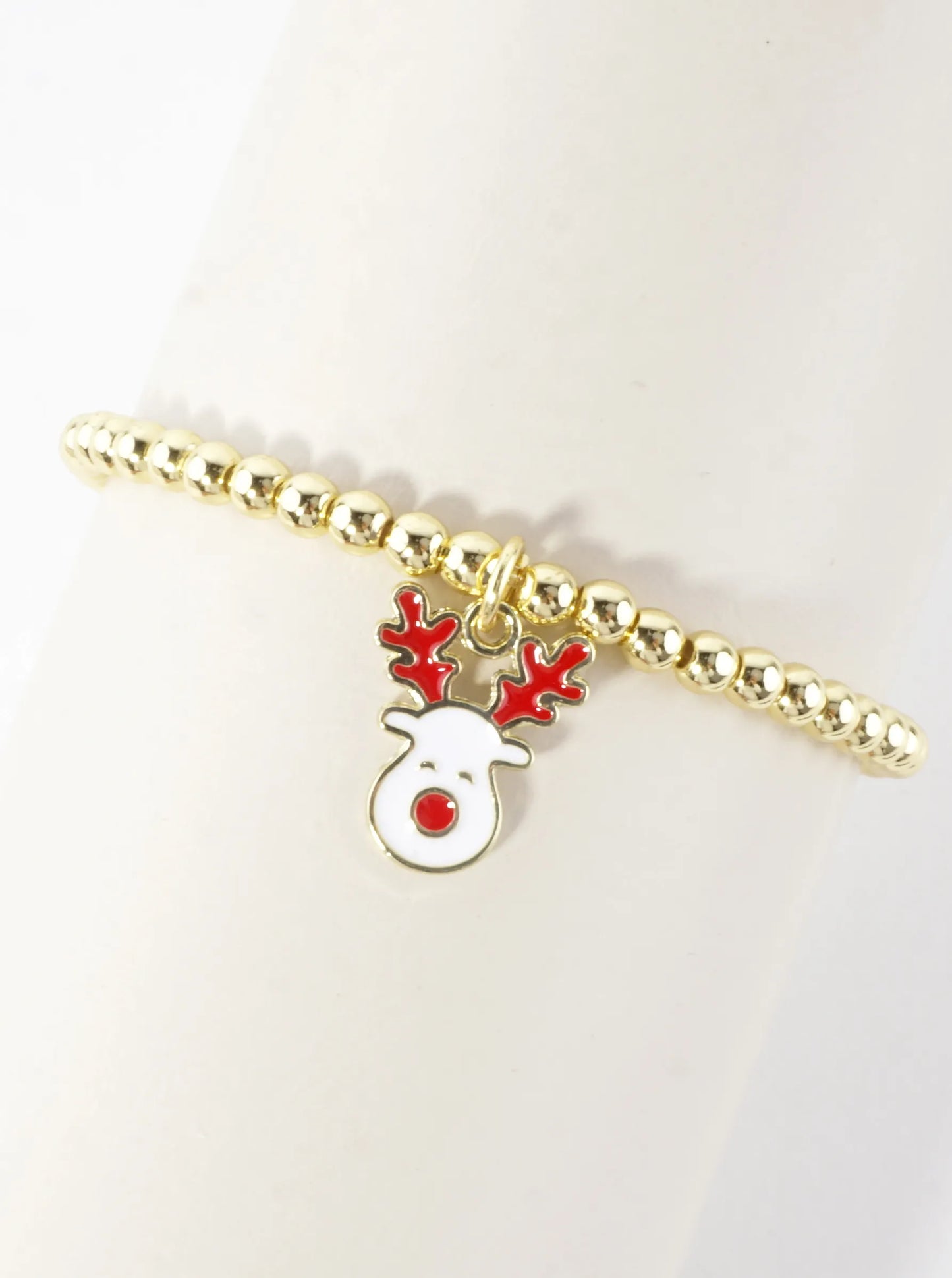 Stainless Steel Christmas Rudolph Charm Bracelet