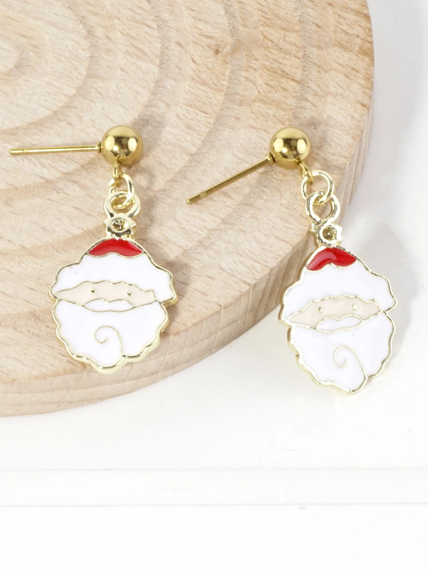 Stainless Steel Christmas Santa Face Earrings