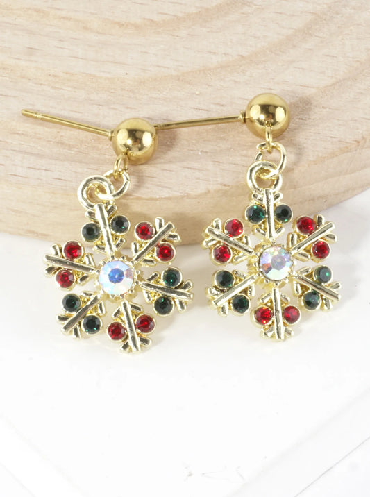 Stainless Steel Christmas Snowflake Earrings