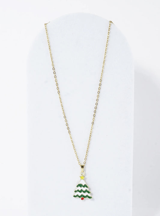 Stainless Steel Christmas Tree Pendant Necklace