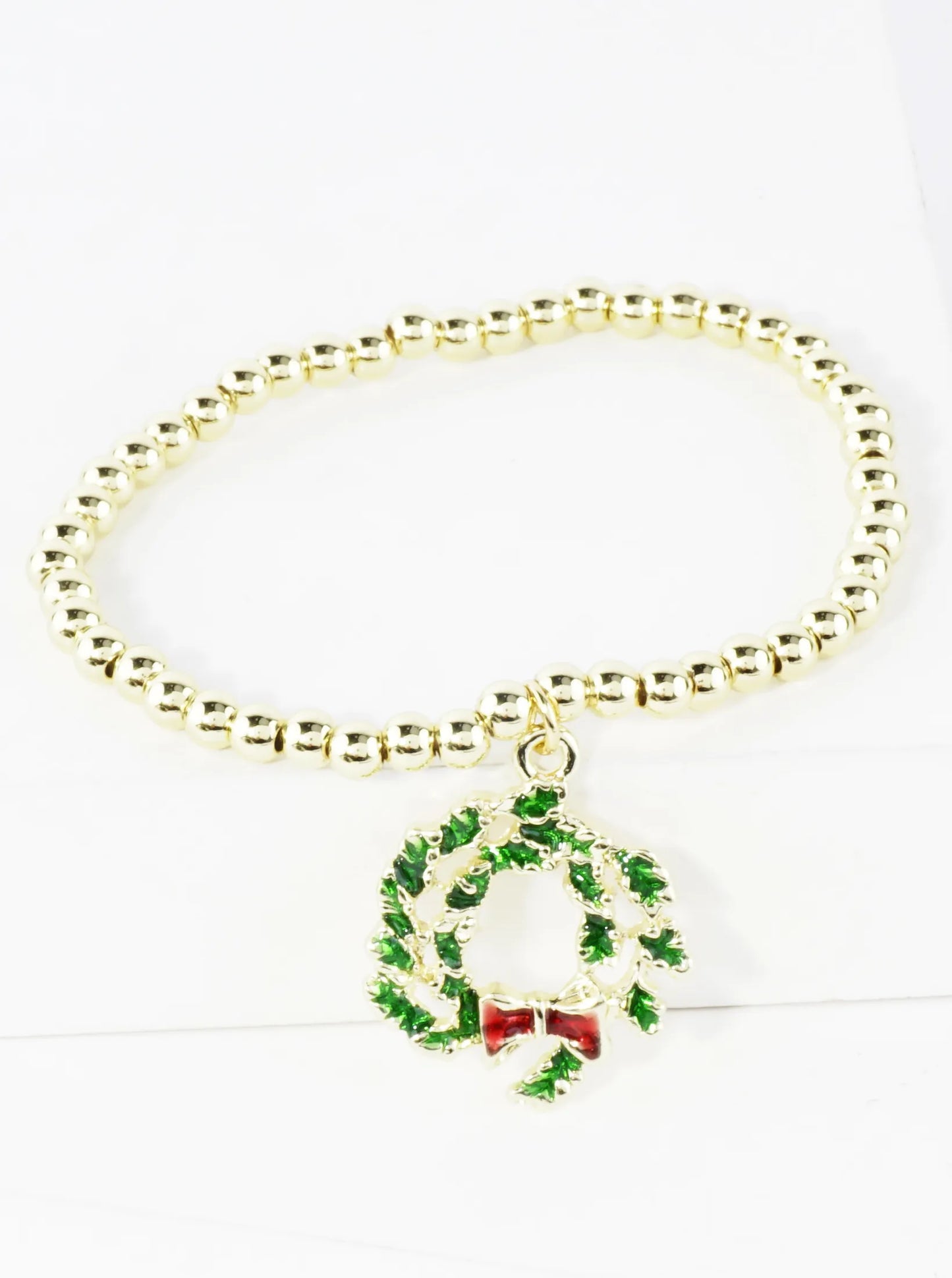 Stainless Steel Christmas Wreath Charm Bracelet