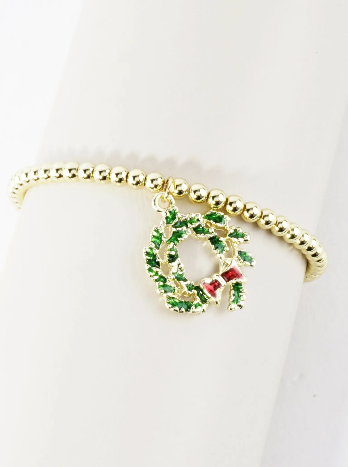 Stainless Steel Christmas Wreath Charm Bracelet