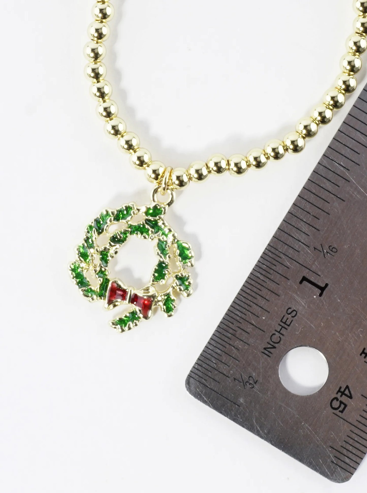 Stainless Steel Christmas Wreath Charm Bracelet