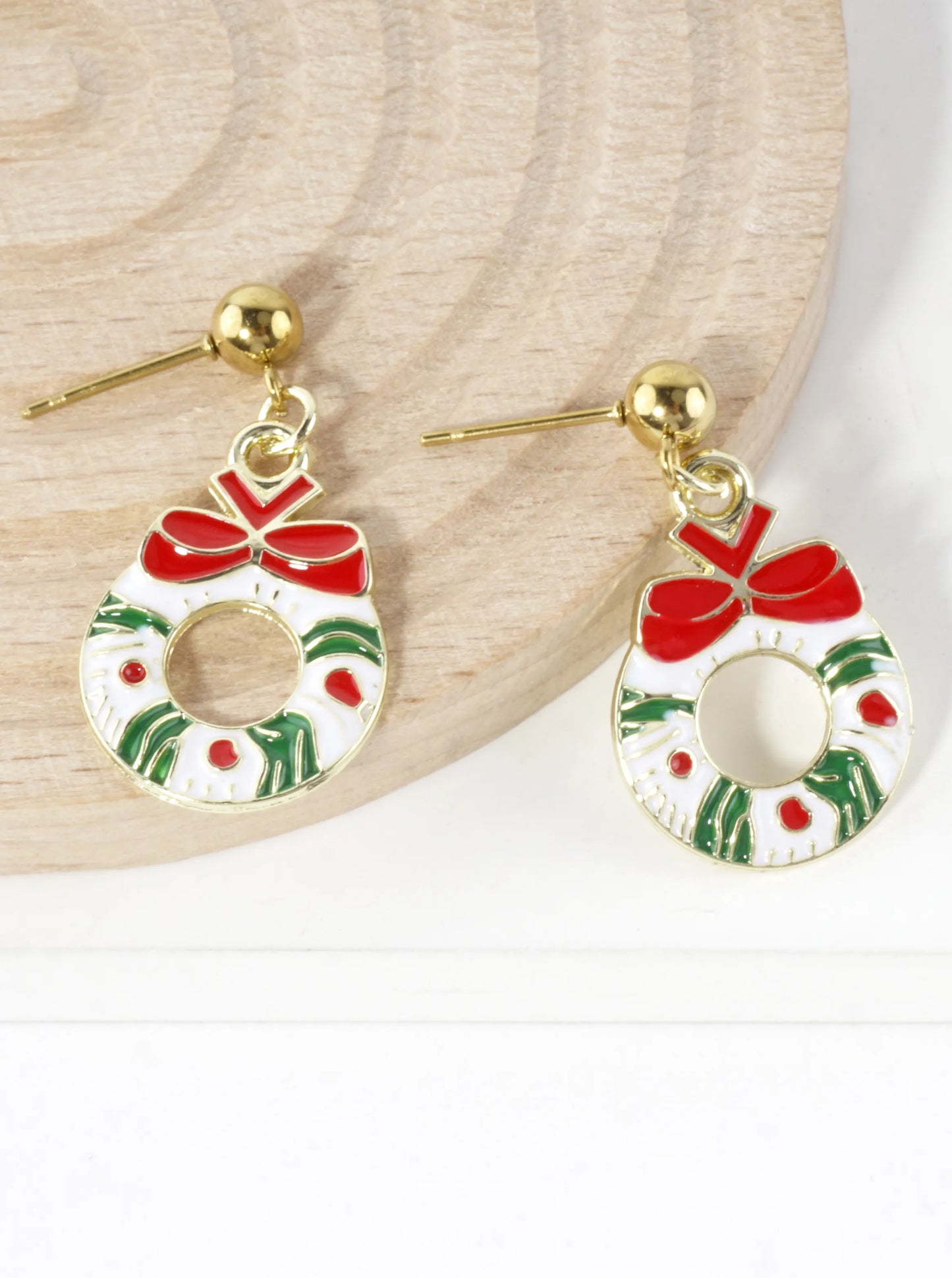 Stainless Steel Christmas Wreath Earrings
