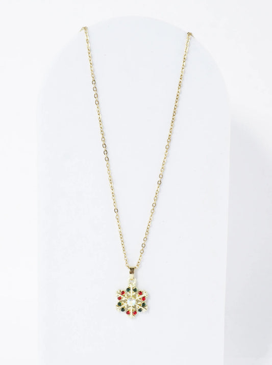 Stainless Steel Christmas Wreath Pendant Necklace