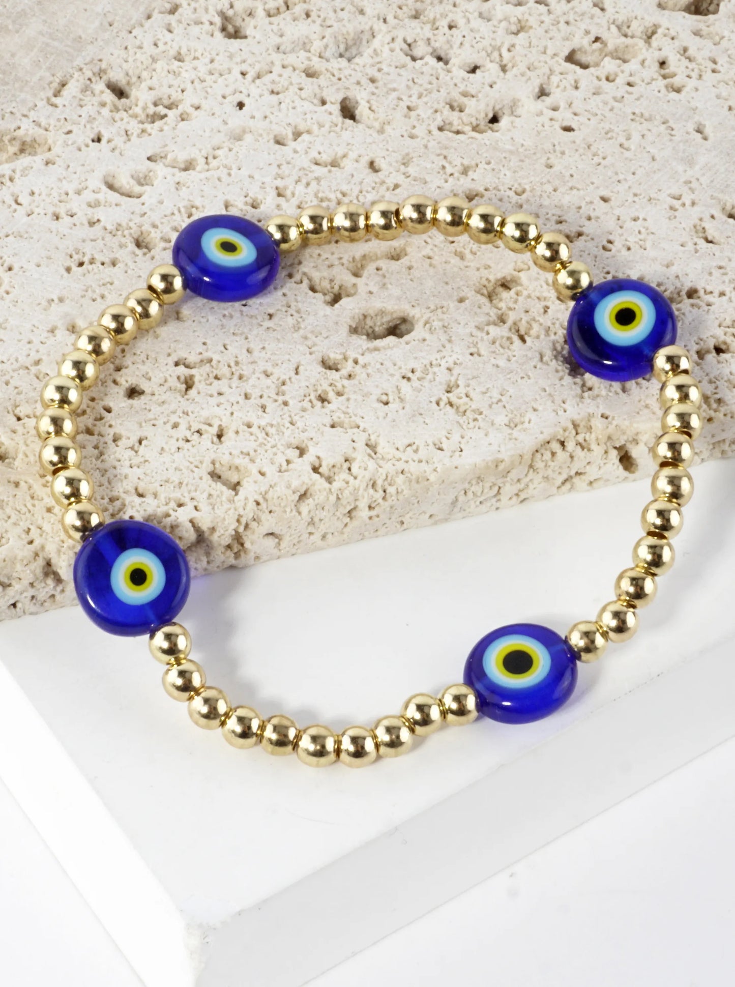 Stainless Steel Glass Evil Stretch Bracelet