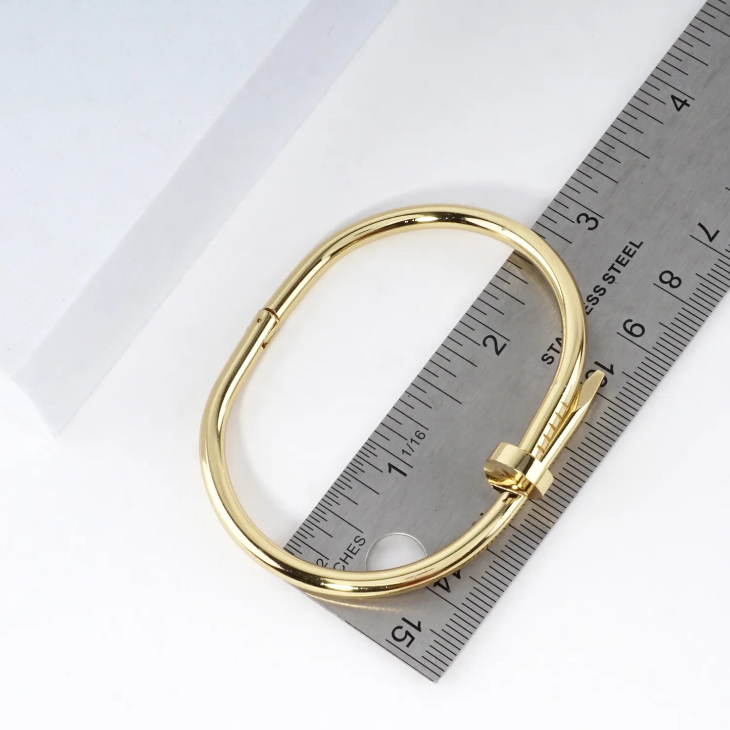 Stainless Steel Pinch Open Nail Cuff Bracelet