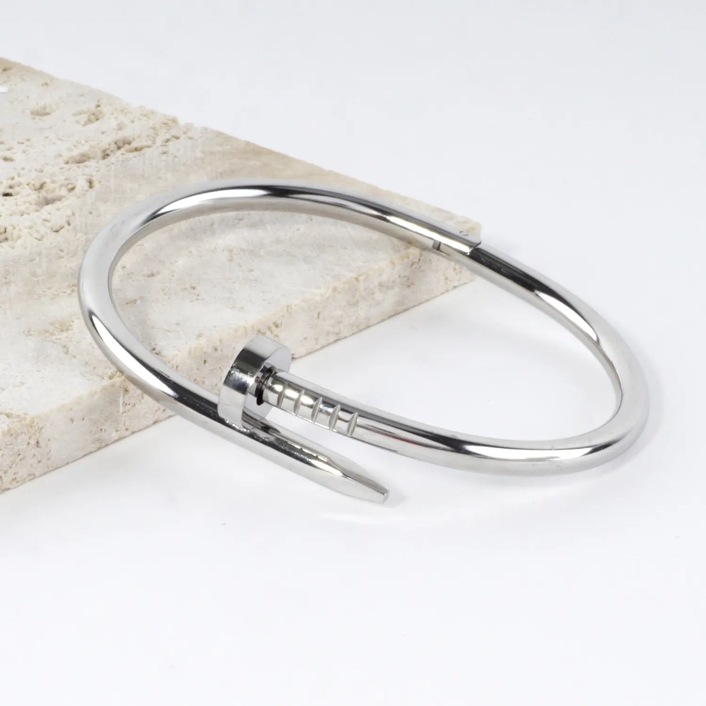 Stainless Steel Pinch Open Nail Cuff Bracelet