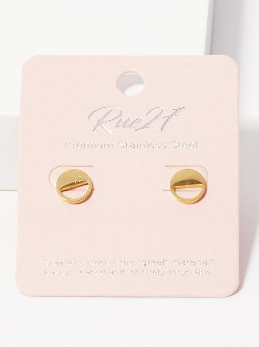 Stainless Steel Semi Circle Stud Earrings