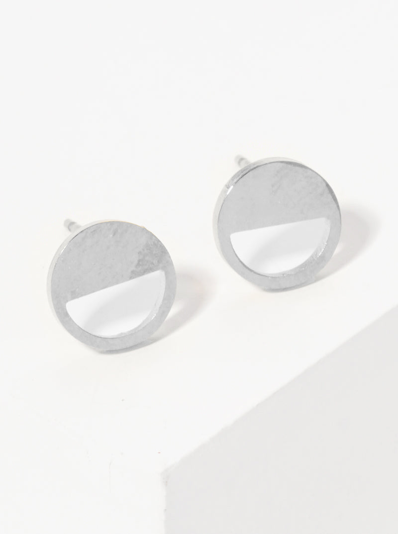 Stainless Steel Semi Circle Stud Earrings