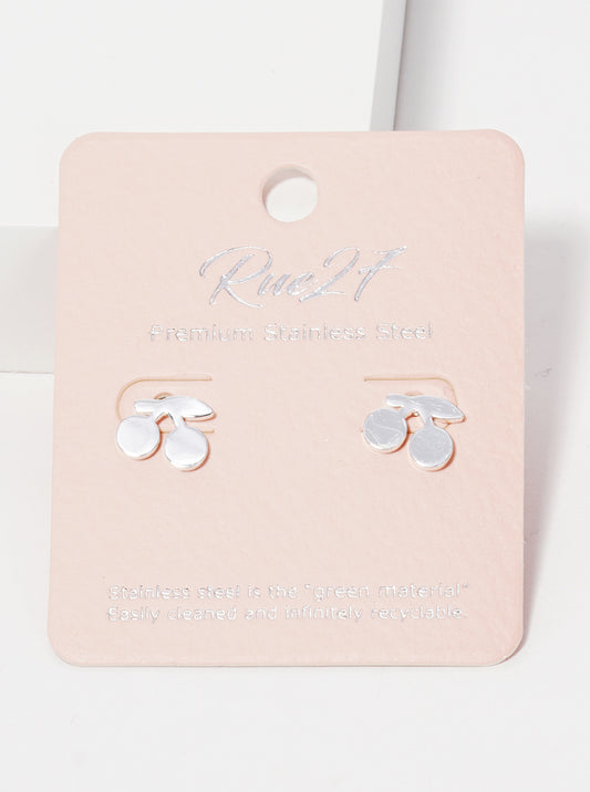 Stainless-steel Cherry Stud Earrings