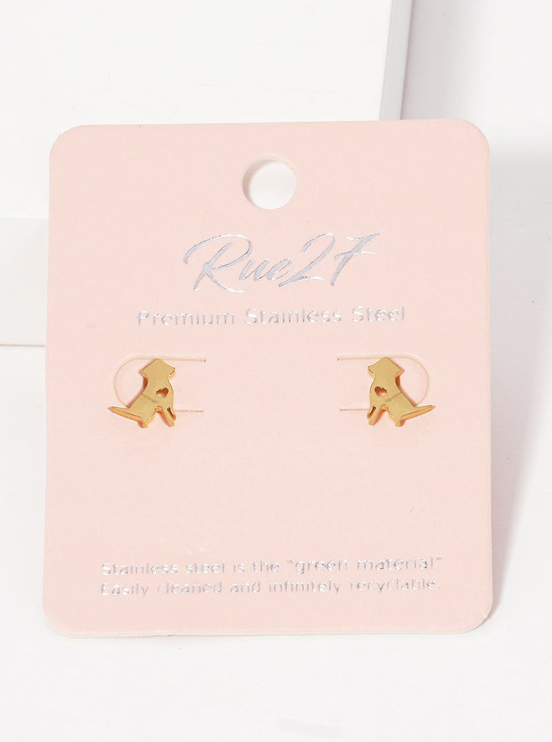 Stainless Steel Dog Animal Stud Earrings