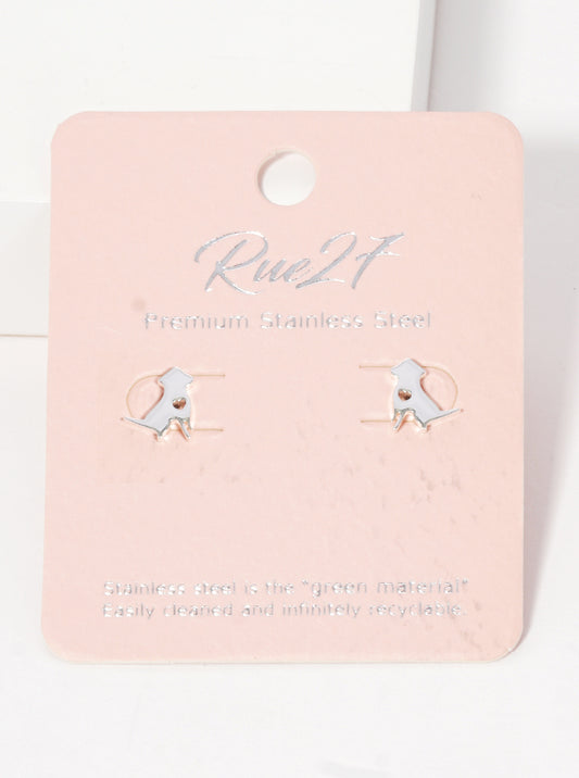 Stainless Steel Dog Animal Stud Earrings