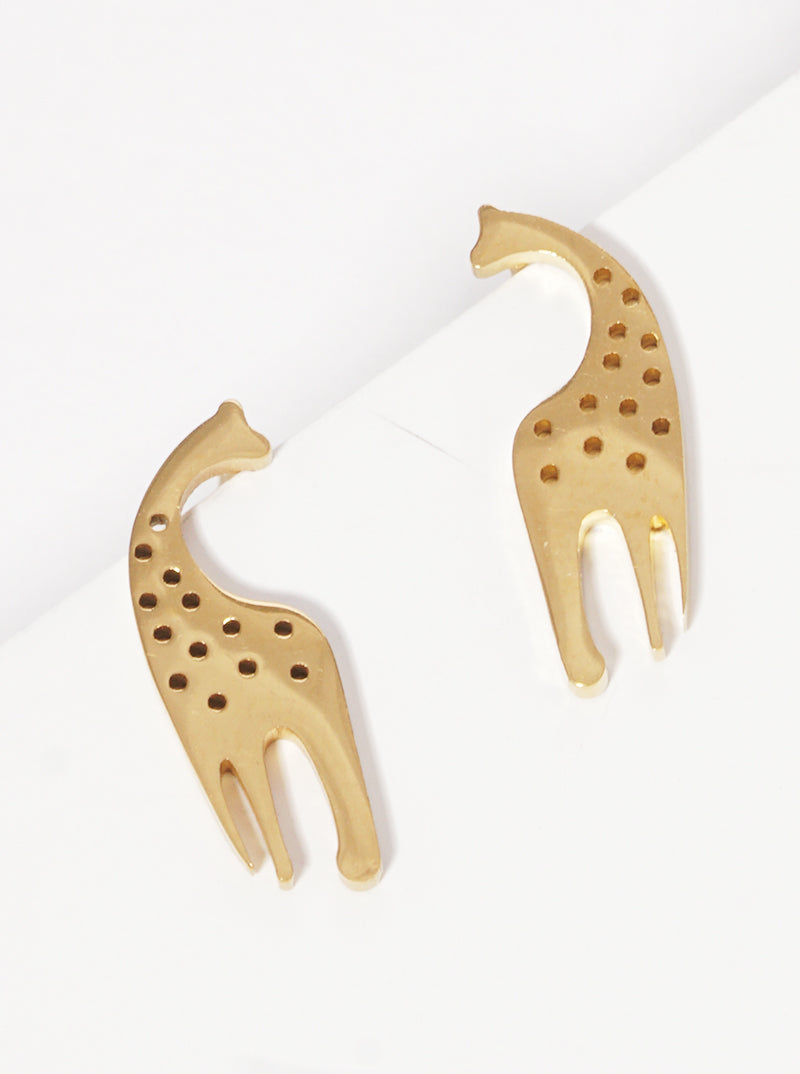 Stainless Steel Giraffe Animal Stud Earrings